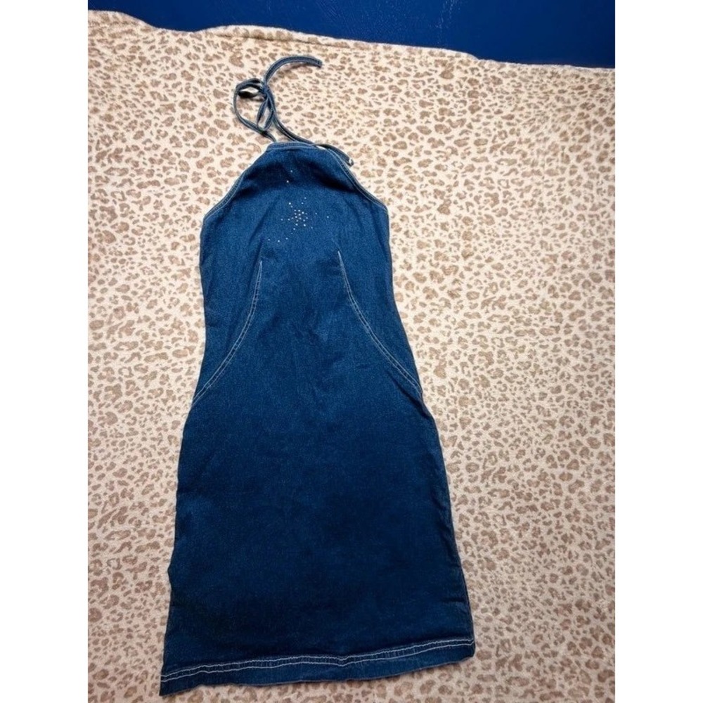 Vintage La Belle Denim Halter Midi Dress – Made in USA